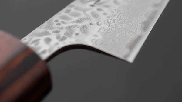 Hitohira Futana Stainless Tsuchime Damascus Petty 150mm Keyaki Zelkova Handle - Tetogi