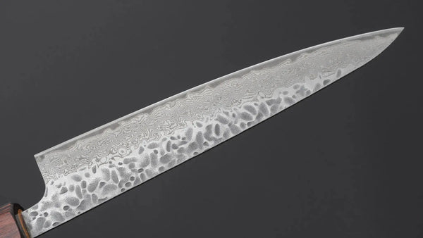 Hitohira Futana Stainless Tsuchime Damascus Petty 150mm Keyaki Zelkova Handle - Tetogi