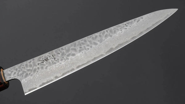 Hitohira Futana Stainless Tsuchime Damascus Petty 150mm Keyaki Zelkova Handle - Tetogi