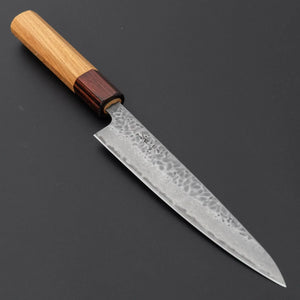 Hitohira Futana Stainless Tsuchime Damascus Petty 150mm Keyaki Zelkova Handle - Tetogi