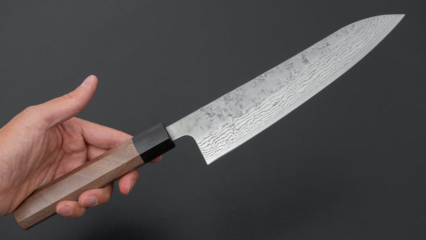 Hitohira Futana Swedish Stainless Nashiji Damascus Gyuto 210mm Walnut Handle - Tetogi