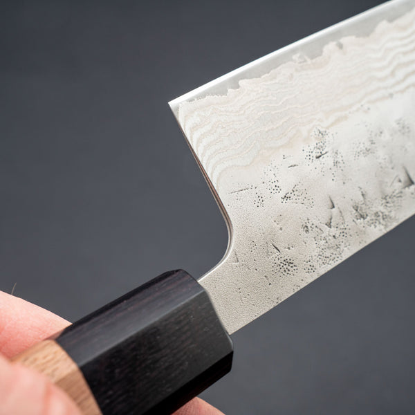 Hitohira Futana Swedish Stainless Nashiji Damascus Nakiri 165mm Walnut Handle - Tetogi