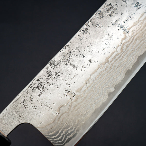 Hitohira Futana Swedish Stainless Nashiji Damascus Nakiri 165mm Walnut Handle - Tetogi