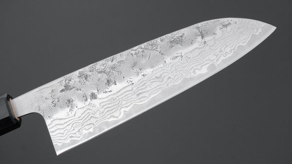Hitohira Futana Swedish Stainless Nashiji Damascus Santoku 170mm Walnut Handle - Tetogi