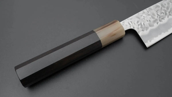 Hitohira Futana White 1 Migaki Tsuchime Santoku 170mm Ebony Handle - Tetogi