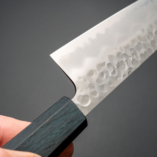 Hitohira Futana White 2 Migaki Tsuchime Kiritsuke Gyuto 210mm Oak Handle (Navy) - Tetogi