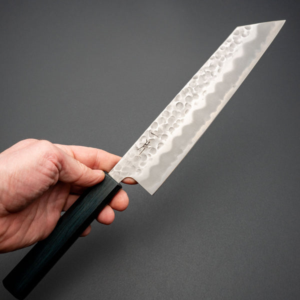 Hitohira Futana White 2 Migaki Tsuchime Kiritsuke Gyuto 210mm Oak Handle (Navy) - Tetogi