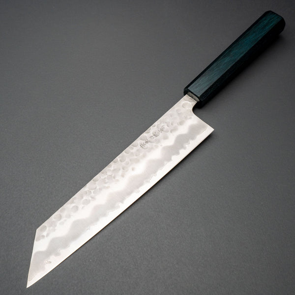 Hitohira Futana White 2 Migaki Tsuchime Kiritsuke Gyuto 210mm Oak Handle (Navy) - Tetogi