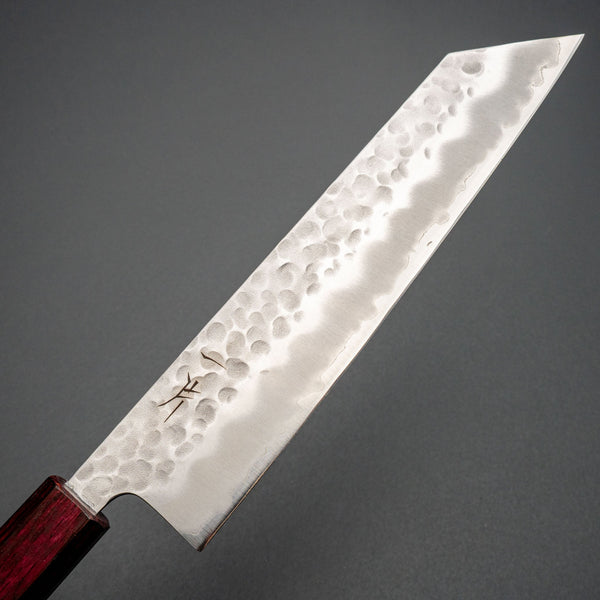 Hitohira Futana White 2 Migaki Tsuchime Kiritsuke Gyuto 210mm Oak Handle (Purple) - Tetogi