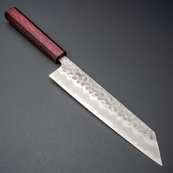 Hitohira Futana White 2 Migaki Tsuchime Kiritsuke Gyuto 210mm Oak Handle (Purple) - Tetogi