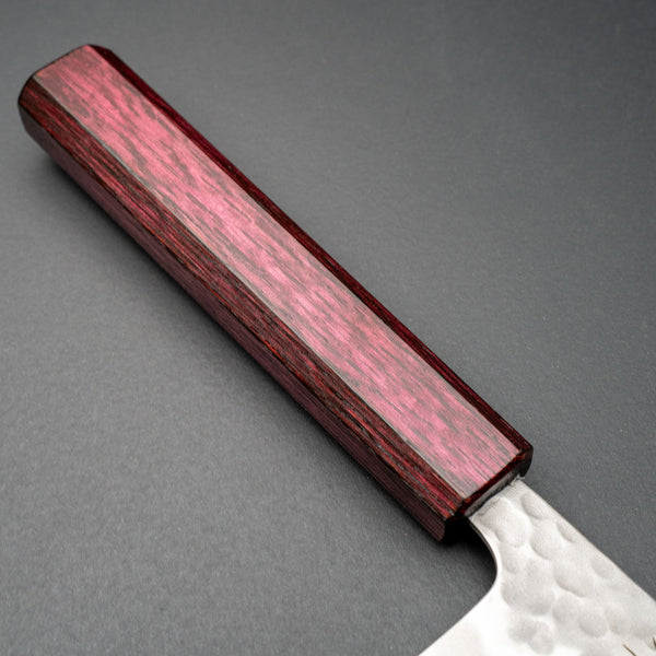 Hitohira Futana White 2 Migaki Tsuchime Kiritsuke Gyuto 210mm Oak Handle (Purple) - Tetogi