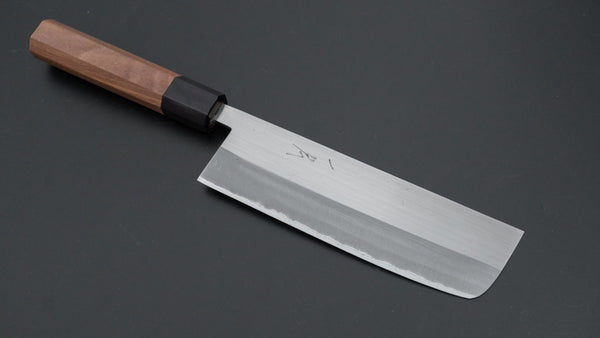 Hitohira Harima Forged Blue #2 Stainless Clad Migaki Nakiri Walnut Handle - Tetogi