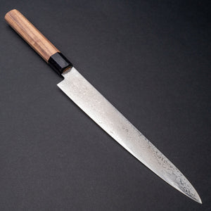 Hitohira HG Damascus Sujihiki 240mm Walnut Handle - Tetogi