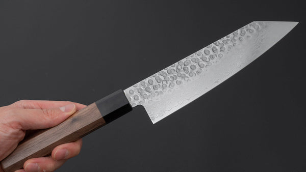Hitohira HG Tsuchime Damascus Bunka Walnut Handle - Tetogi