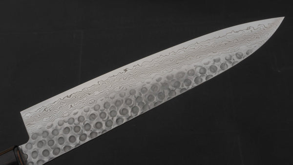 Hitohira HG Tsuchime Damascus Gyuto 210mm Cherry Wood Handle - Tetogi