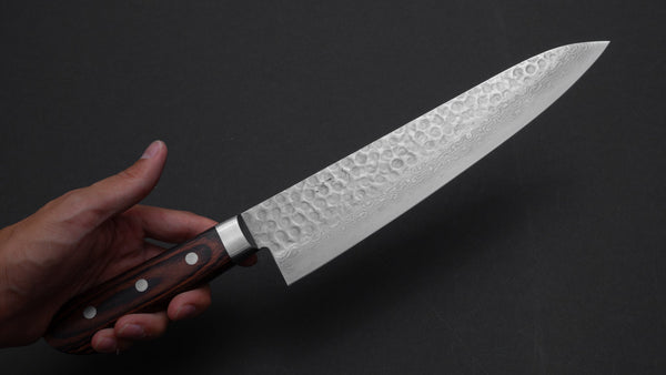 Hitohira HG Tsuchime Damascus Gyuto 240mm Imitation Mahogany Handle - Tetogi