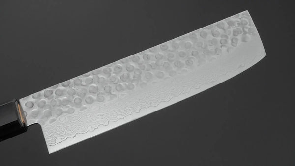 Hitohira HG Tsuchime Damascus Nakiri Walnut Handle - Tetogi