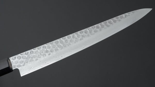 Hitohira HG Tsuchime Damascus Sujihiki 240mm Walnut Handle - Tetogi