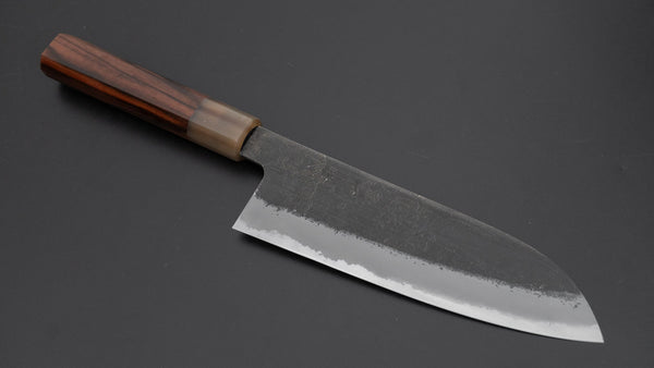 Hitohira Hinode Nashiji White #2 Stainless Clad Santoku 165mm Ebony Handle - Tetogi