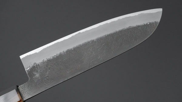 Hitohira Hinode Nashiji White 2 Stainless Clad Santoku 180mm Ebony Handle - Tetogi