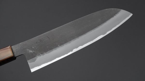 Hitohira Hinode Nashiji White 2 Stainless Clad Santoku 180mm Ebony Handle - Tetogi