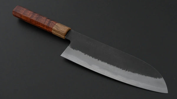 Hitohira Hinode Nashiji White 2 Stainless Clad Santoku 180mm Wood Handle - Tetogi