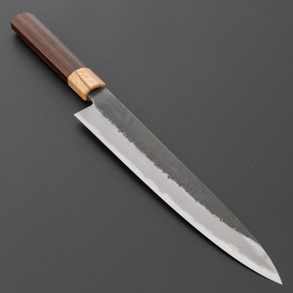 Hitohira Hinode Nashiji White 2 Stainless Clad Sujihiki 240mm Wenge Handle - Tetogi