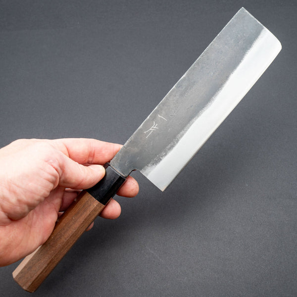 Hitohira Hizen Kurouchi Blue 1 Nakiri 165mm Walnut Handle - Tetogi