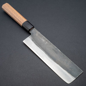 Hitohira Hizen Kurouchi Blue 1 Nakiri 165mm Walnut Handle - Tetogi