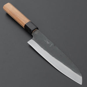 Hitohira Hizen Kurouchi Blue 1 Santoku 165mm Walnut Handle - Tetogi