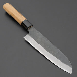 Hitohira Hizen Kurouchi Blue 1 Stainless Clad Santoku 165mm Ho Wood Handle - Tetogi