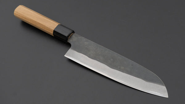 Hitohira Hizen Kurouchi Blue 1 Stainless Clad Santoku 165mm Ho Wood Handle - Tetogi