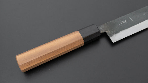 Hitohira Hizen Kurouchi Blue 1 Sujihiki 240mm Walnut Handle - Tetogi