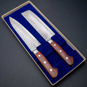 Hitohira Imojiya HG Tsuchime Knife Set (Nakiri 160mm & Gyuto 180mm) - Tetogi