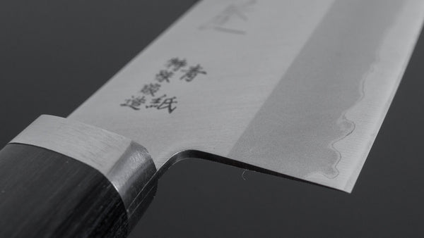 Hitohira Imojiya MZ Blue #2 Stainless Clad Santoku 165mm Pakka Handle - Tetogi