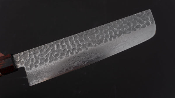 Hitohira Imojiya ST Tsuchime Damascus Nakiri 180mm Pakka Handle (Wa) - Tetogi