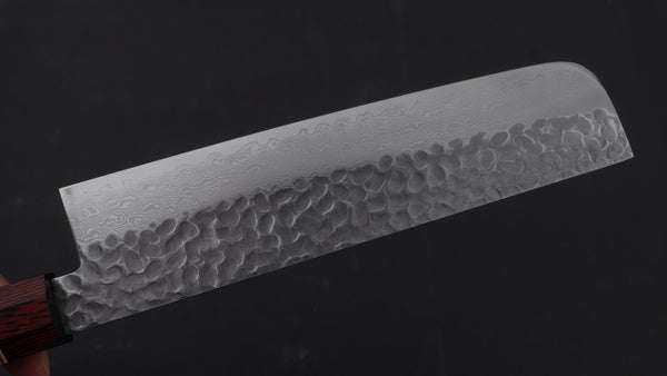 Hitohira Imojiya ST Tsuchime Damascus Nakiri 180mm Pakka Handle (Wa) - Tetogi