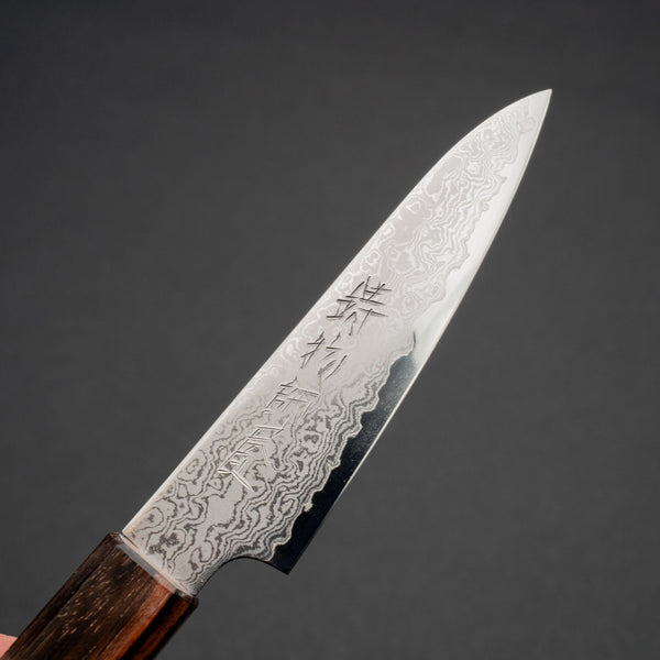 Hitohira Imojiya TH Damascus Paring 105mm Ebony Handle - Tetogi