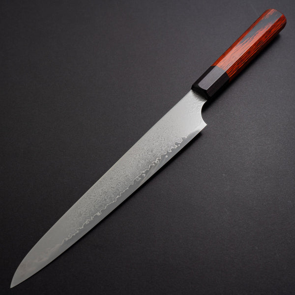 Hitohira Imojiya TH Damascus Sujihiki 240mm Pakka Handle (Red) - Tetogi