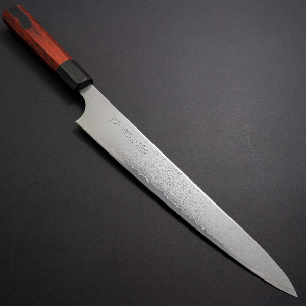 Hitohira Imojiya TH Damascus Sujihiki 270mm Pakka Handle (Red) - Tetogi