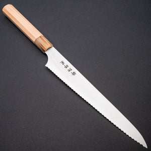 Hitohira Imojiya TH Stainless Bread Knife 240mm Beechwood Handle - Tetogi