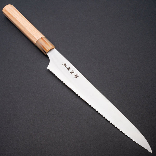 Hitohira Imojiya TH Stainless Bread Knife 240mm Beechwood Handle - Tetogi