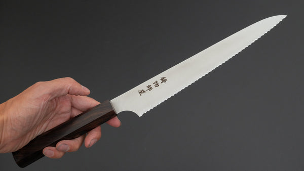 Hitohira Imojiya TH Stainless Bread Knife 240mm Ebony Handle (Wa) - Tetogi