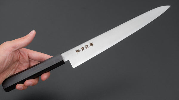 Hitohira Imojiya TH Stainless Sujihiki 240mm Ebony Handle (Wa) - Tetogi
