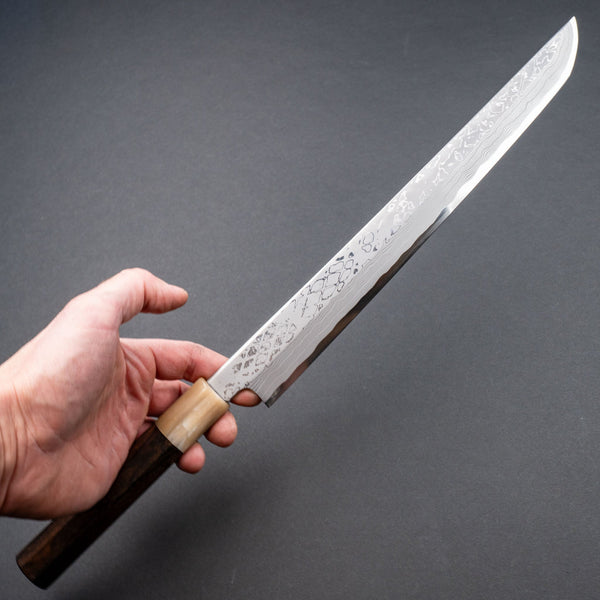 Hitohira Kikuchiyo Mosuke Kikko Blue 1 Yanagi Sakimaru 300mm Ziricote Handle (Saya) (Discounted) - Tetogi