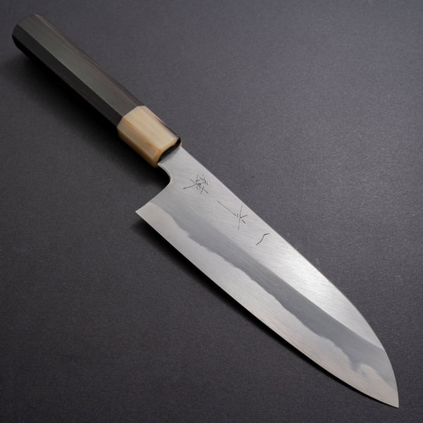 Hitohira Kikuchiyo Ren Blue #2 Santoku 180mm Ebony Handle - Tetogi