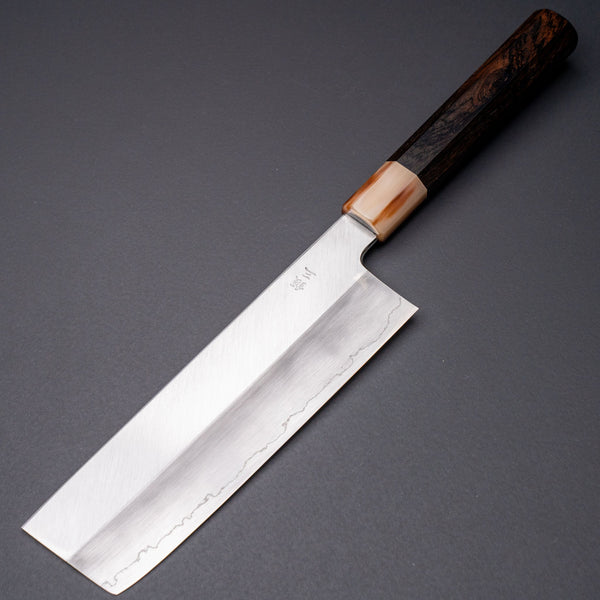 Hitohira Kikuchiyo Ren Silver 3 Nakiri 180mm Ebony Handle - Tetogi