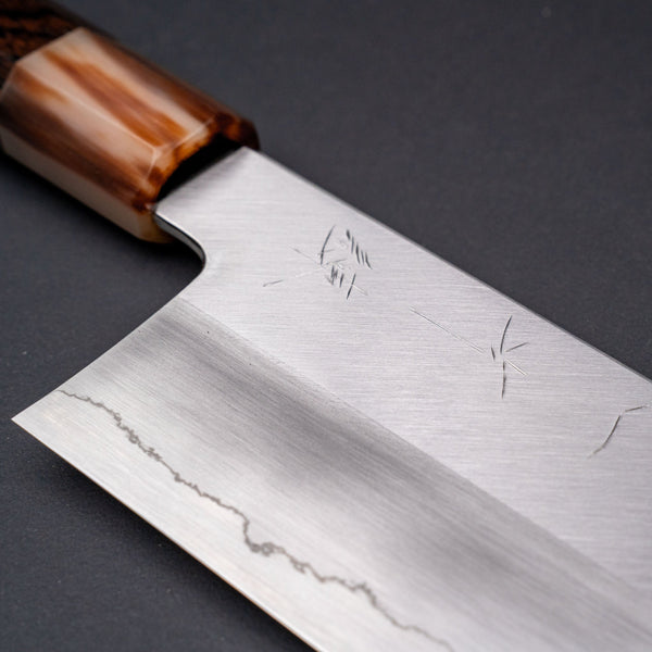 Hitohira Kikuchiyo Ren Silver 3 Nakiri 180mm Ebony Handle - Tetogi