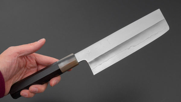 Hitohira Kikuchiyo Ren Silver 3 Nakiri 180mm Ebony Handle - Tetogi