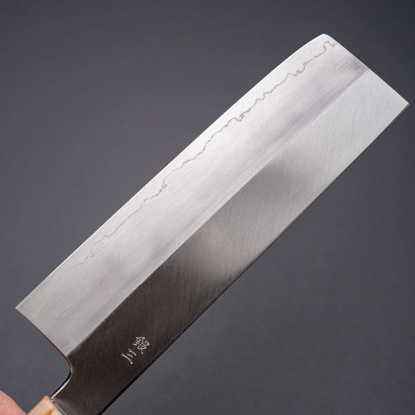 Hitohira Kikuchiyo Ren Silver 3 Nakiri 180mm Ebony Handle - Tetogi